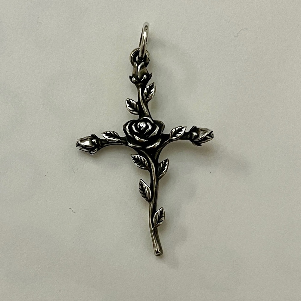 James Avery Silver Rosebud Cross Necklace